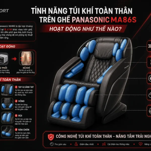 Ghế Massage Panasonic MA86S: Cục Đấm 4D, Massage Toàn Thân