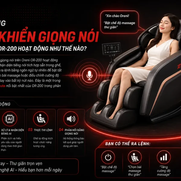 Ghế massage Oreni OR-200: Zero Gravity, điều khiển giọng nói