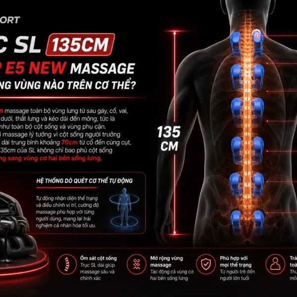 Ghế Massage ELIP E5: Trục SL, 12 Bài Massage Tự Động