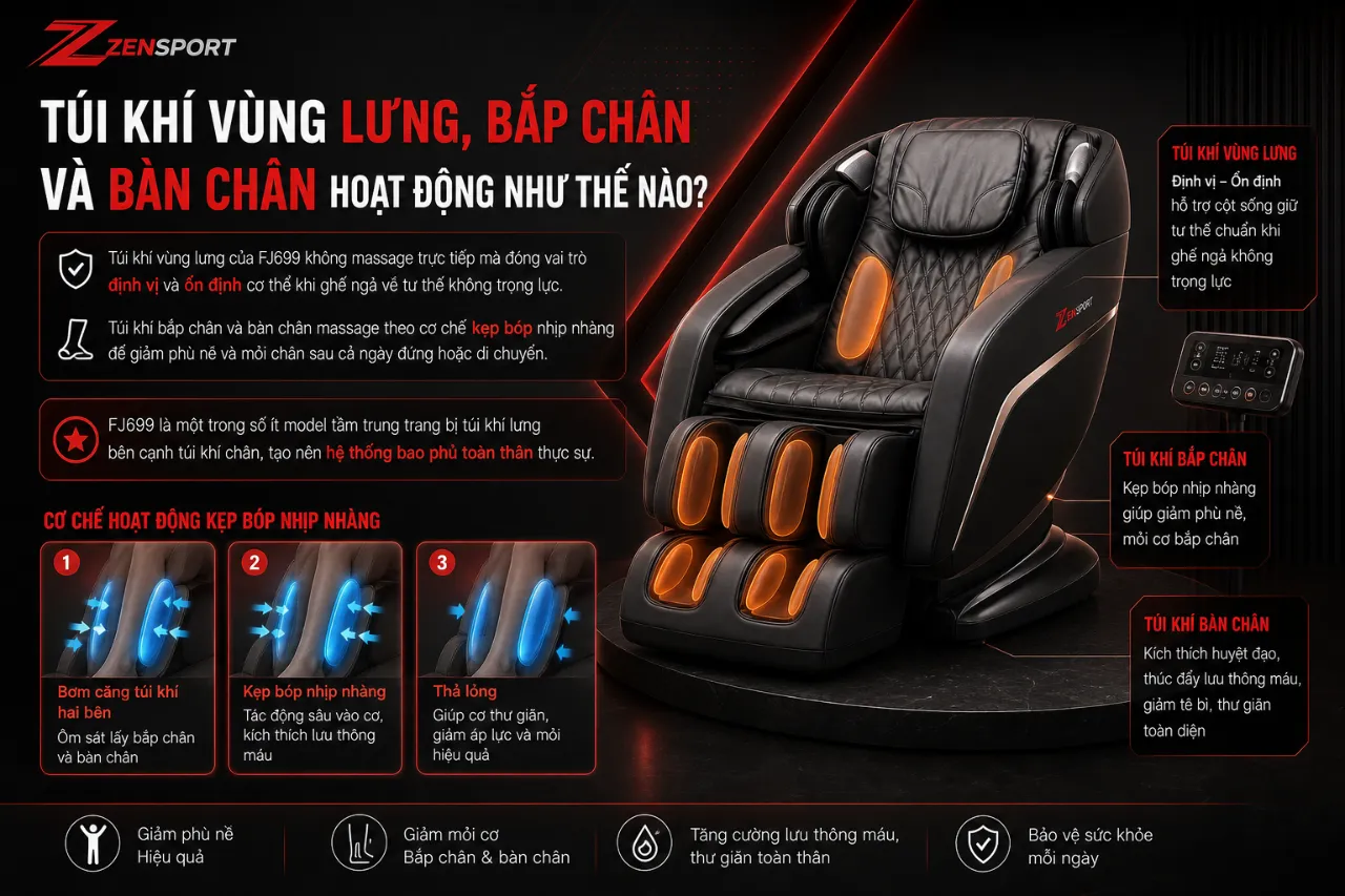 Túi Khí Vùng Lưng, Bắp Chân Và Bàn Chân Hoạt Động Như Thế Nào?