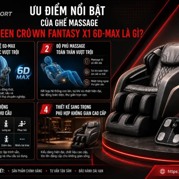 Ghế Massage Queen Crown Fantasy X1 6D-Max, 19 Bài Tự Động