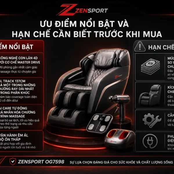 Ghế Massage Ogawa Master Drive AI 7598: 4D, SL Track 137cm