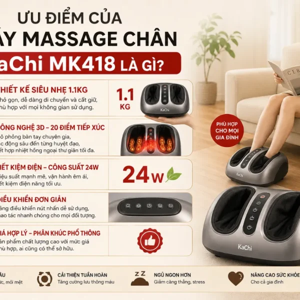 Máy massage chân KaChi MK418: 3D, 20 điểm tiếp xúc, chườm ấm