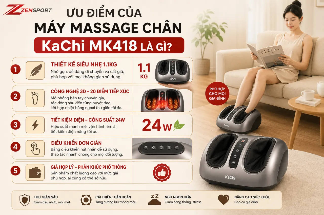 Ưu điểm của máy massage chân KaChi MK418 là gì?