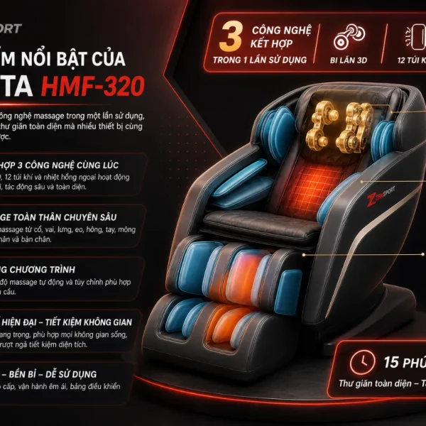 Máy massage chân Hasuta HMF-320: 12 túi khí, bi lăn 3D
