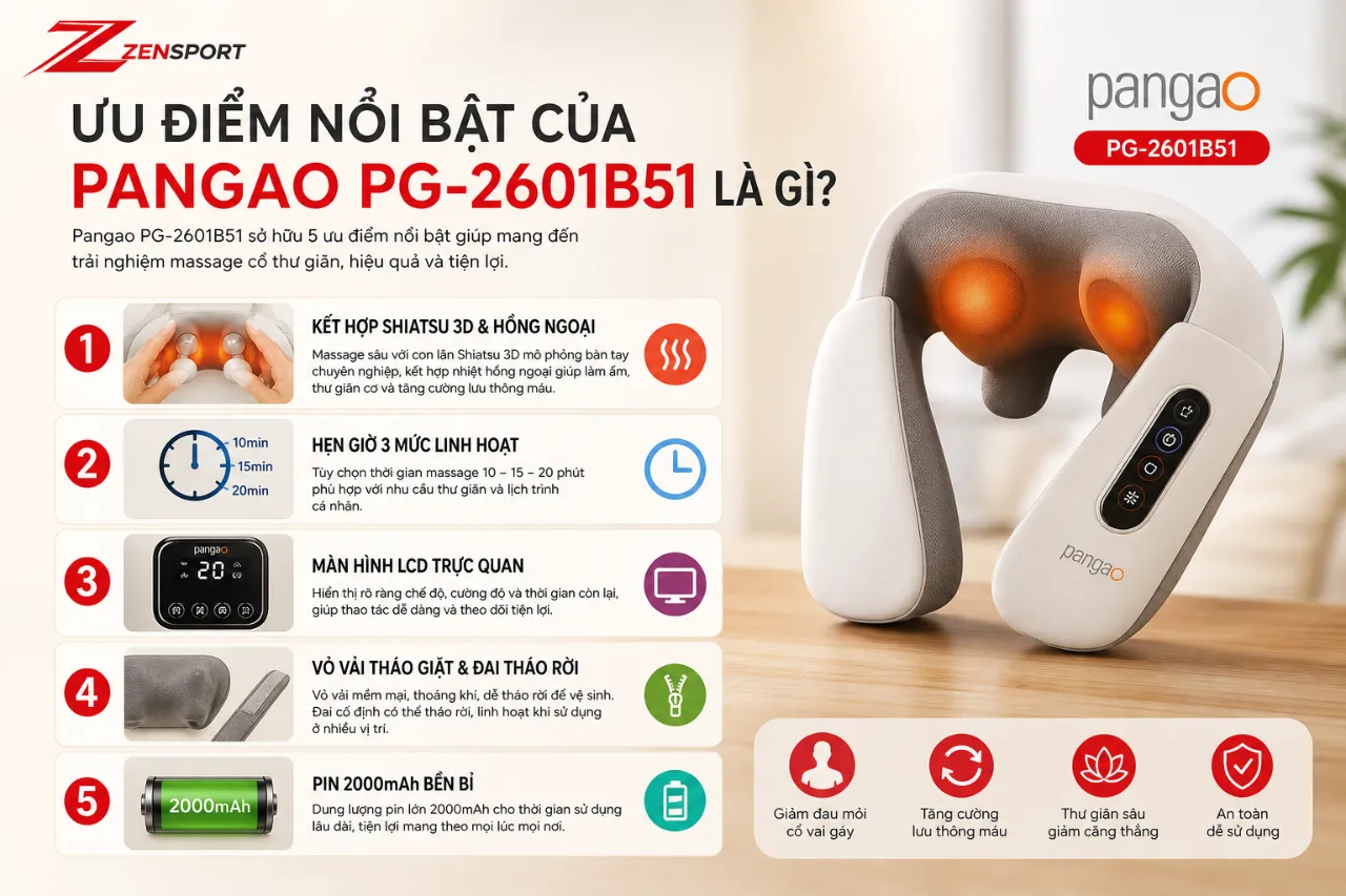 Ưu điểm nổi bật của máy massage cổ Pangao PG-2601B51 là gì?