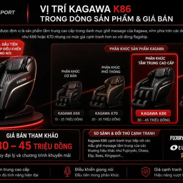 Ghế Massage Kagawa K86: Điều Khiển Giọng Nói, Túi Khí Toàn Thân