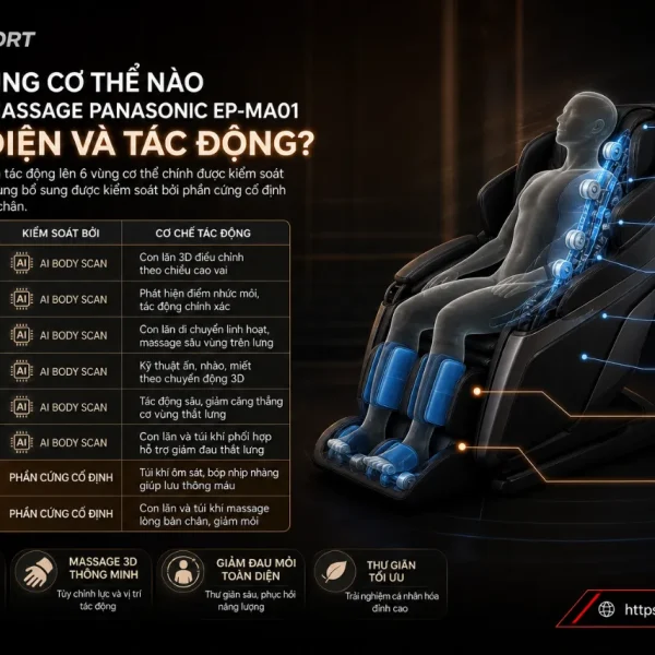 Ghế Massage Panasonic EP-MA01: AI Quét Cơ Thể, 6 Kỹ Thuật Massage