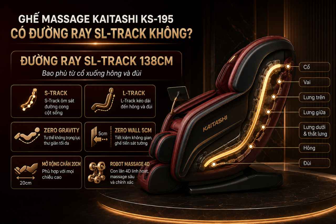 Ghế massage Kaitashi KS-195 có đường ray SL Track hay không?