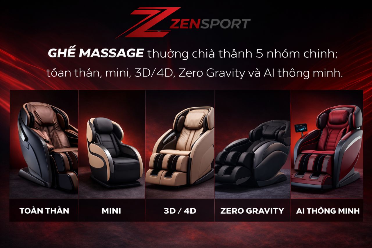 Ghế massage có mấy loại?