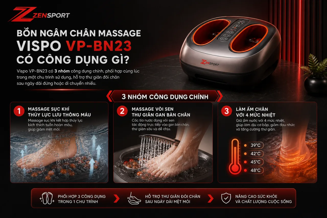 Bồn ngâm chân massage Vispo VP-BN23 có công dụng gì Bồn ngâm chân massage Vispo VP-BN23 có công dụng gì