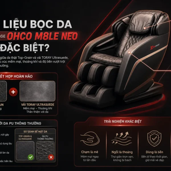Chất liệu bọc da của ghế massage OHCO M8LE NEO có gì đặc biệt