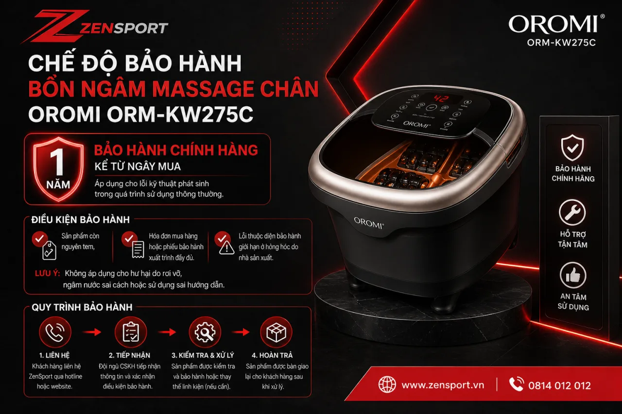 Chế độ bảo hành Bồn ngâm massage chân Oromi ORM-KW275C Chế độ bảo hành Bồn ngâm massage chân Oromi ORM-KW275C