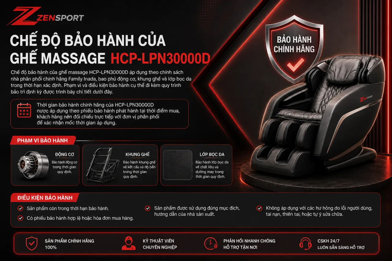 Chế Độ Bảo Hành Của Ghế Massage HCP-LPN30000D Chế Độ Bảo Hành Của Ghế Massage Toàn Thân HCP-LPN30000D