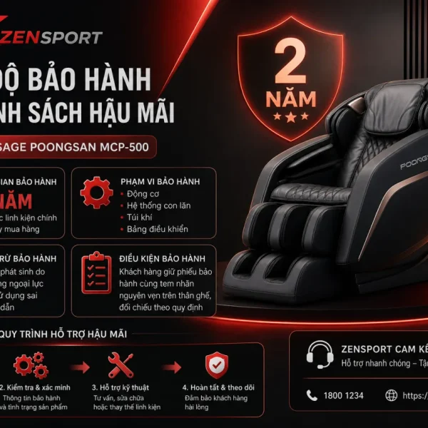Chế độ bảo hành và chính sách hậu mãi của Ghế massage Poongsan MCP-500