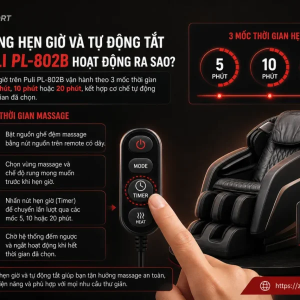 Chức năng hẹn giờ và tự động tắt trên Puli PL-802B hoạt động ra sao?