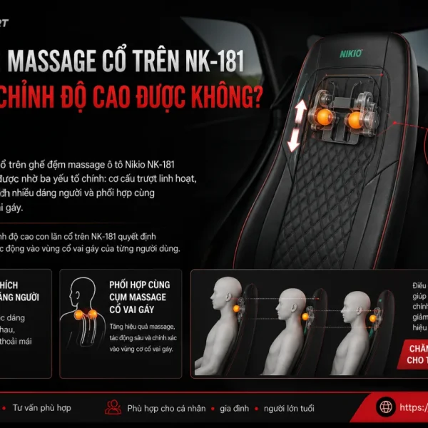 Con lăn massage cổ trên NK-181 có điều chỉnh độ cao được không?