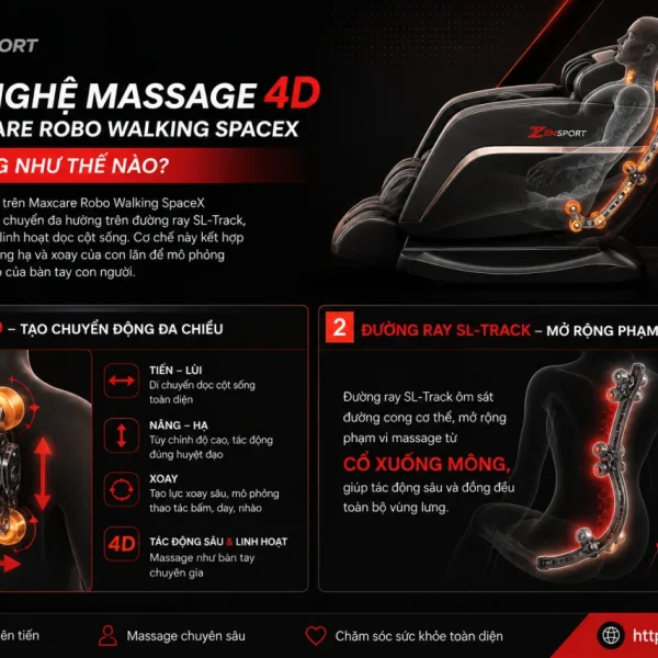 Công Nghệ Massage 4D Trên Maxcare Robo Walking SpaceX Hoạt Động
