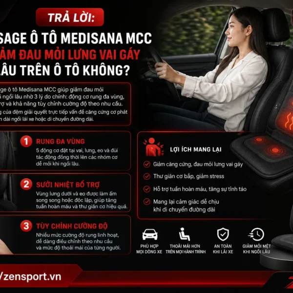 Đệm massage ô tô Medisana MCC có giúp giảm đau mỏi lưng vai gáy khi ngồi lâu trên ô tô