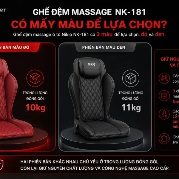 Ghế đệm massage NK-181 có mấy màu để lựa chọn?