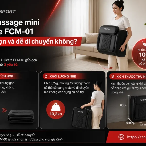 Ghế massage mini Fujicare FCM-01 có gấp gọn và dễ di chuyển