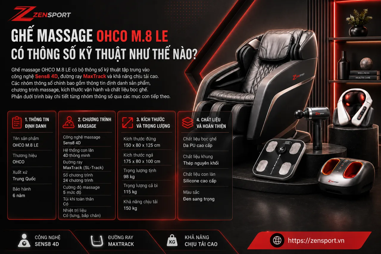 Ghế Massage OHCO M.8 LE Có Thông Số Kỹ Thuật Ghế Massage OHCO M.8 LE Có Thông Số Kỹ Thuật