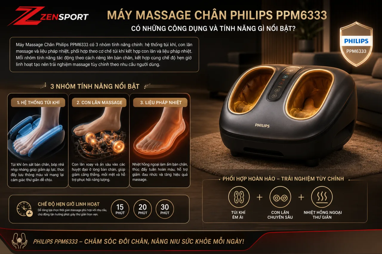 Máy massage chân Philips PPM6333 có những công dụng và tính năng gì nổi bật Máy massage chân Philips PPM6333 có những công dụng và tính năng gì nổi bật