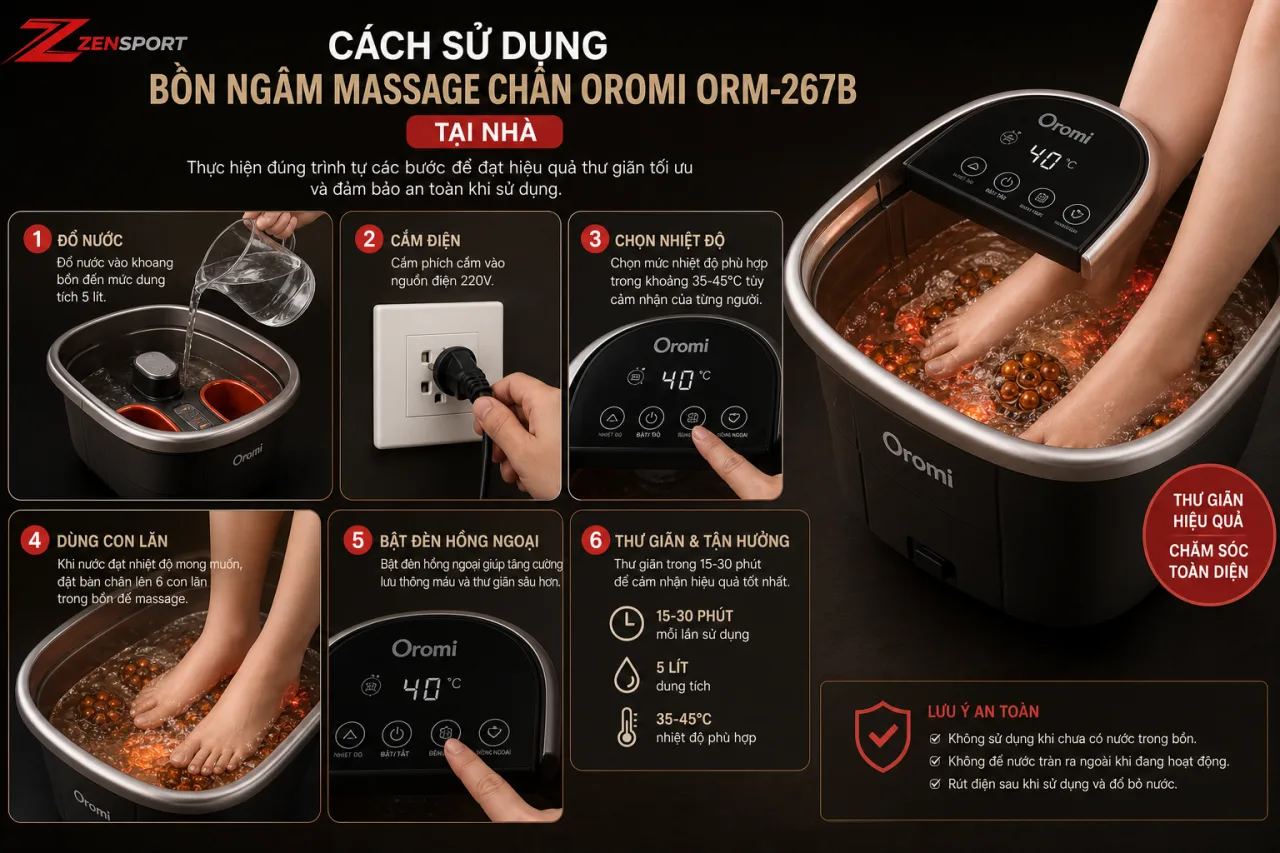 sử dụng bồn ngâm massage chân Oromi ORM-267B tại nhà sử dụng bồn ngâm massage chân Oromi ORM-267B tại nhà