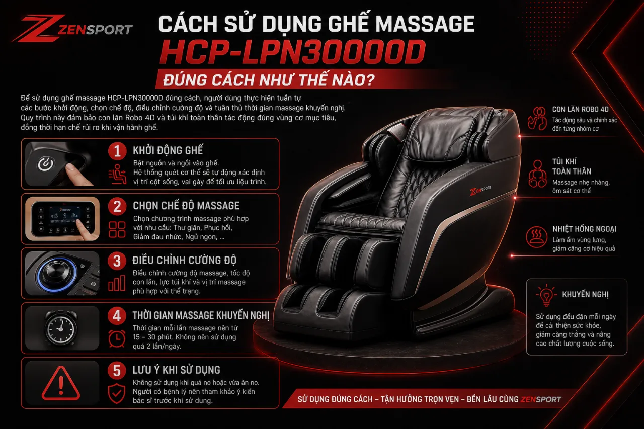 Sử Dụng Ghế Massage HCP-LPN30000D Đúng Cách Sử Dụng Ghế Massage HCP-LPN30000D Đúng Cách