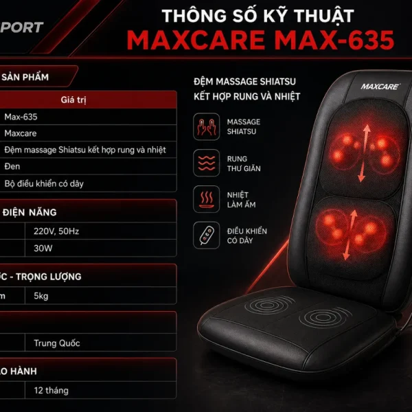 Thông số kỹ thuật của Maxcare Max-635 gồm những gì