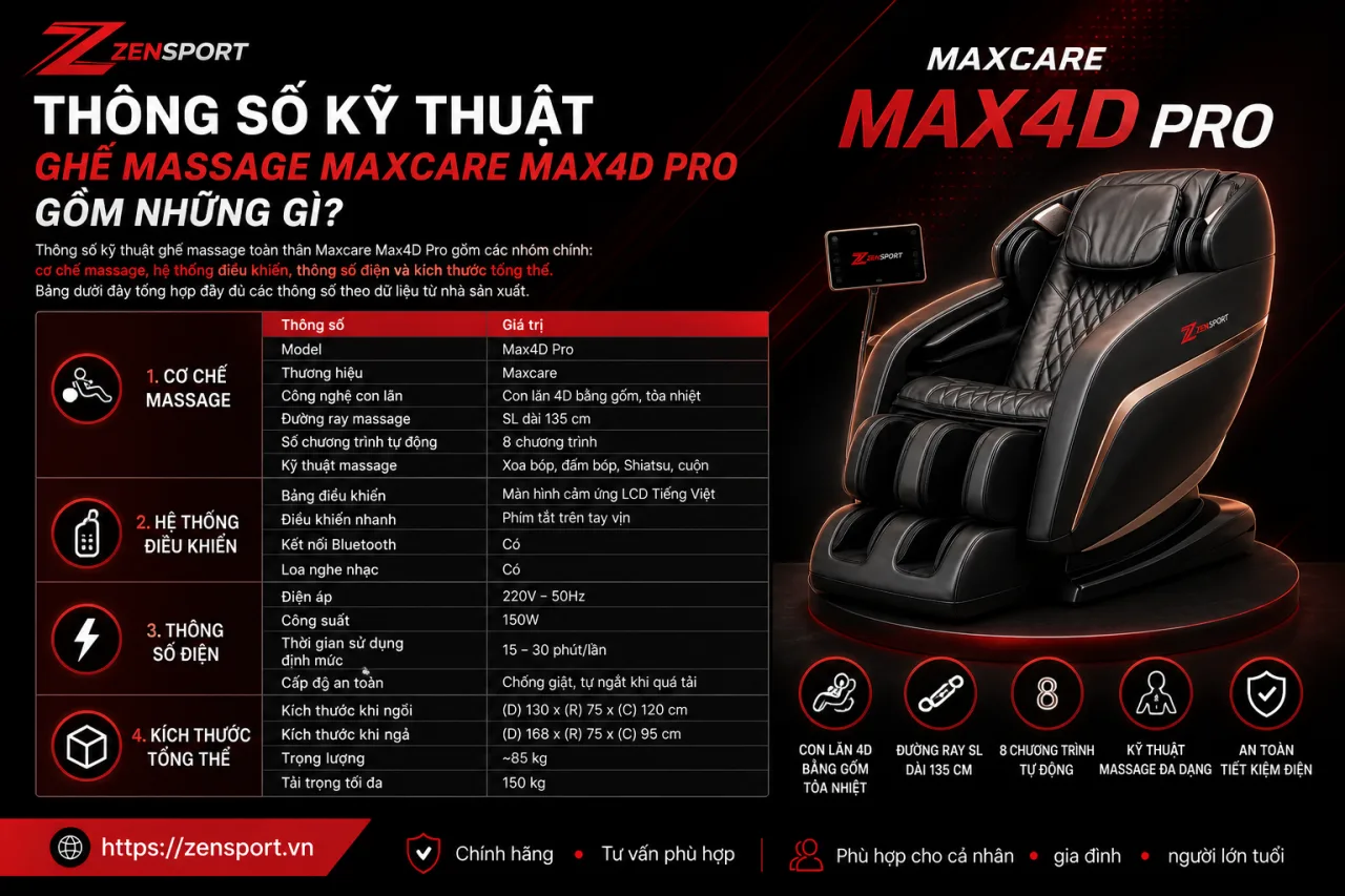 Thông Số Kỹ Thuật Ghế Massage Maxcare Max4D Pro Gồm Những Gì Thông Số Kỹ Thuật Ghế Massage Maxcare Max4D Pro Gồm Những Gì