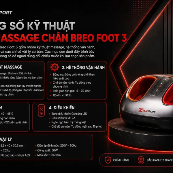 Thông Số Kỹ Thuật Máy Massage Chân Breo Foot 3 Gồm Những Gì