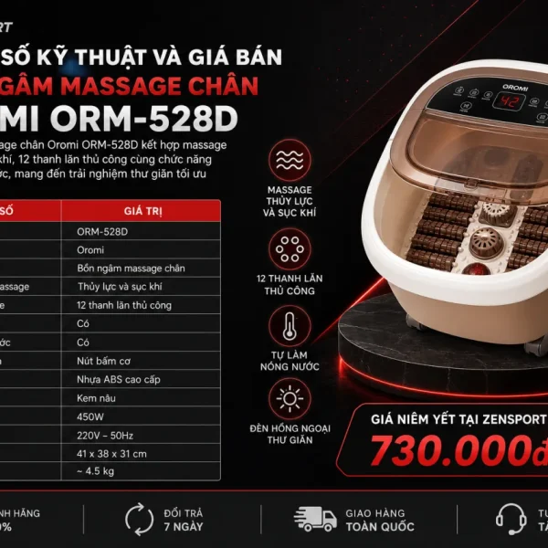 Thông số kỹ thuật và giá bán Bồn ngâm massage chân Oromi ORM-528D