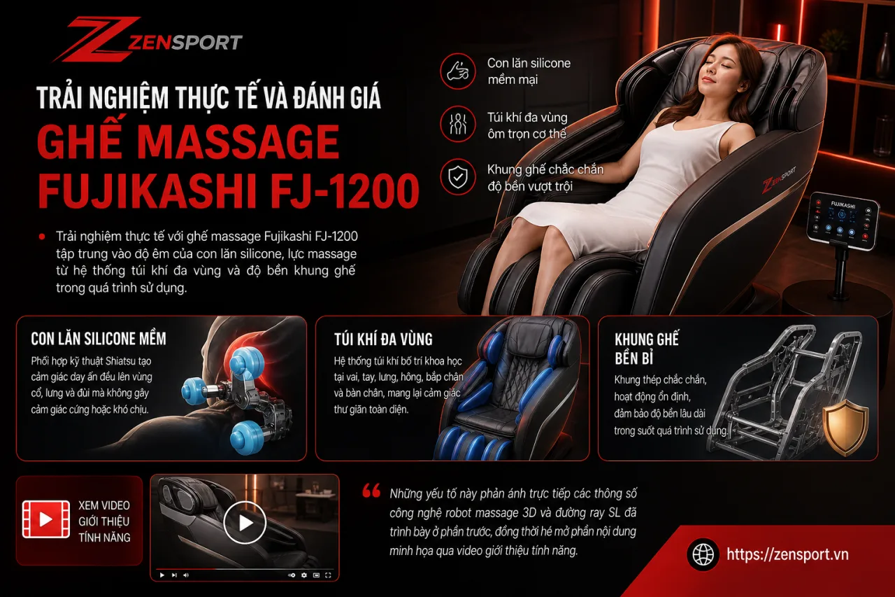 Trải nghiệm thực tế và đánh giá ghế massage Fujikashi FJ-1200 Trải nghiệm thực tế và đánh giá ghế massage Fujikashi FJ-1200