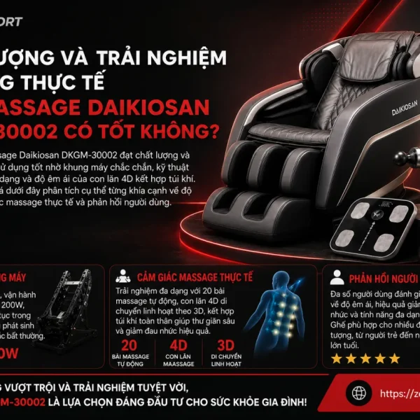 Chất Lượng Và Trải Nghiệm Sử Dụng Thực Tế Ghế Massage Daikiosan DKGM-30002