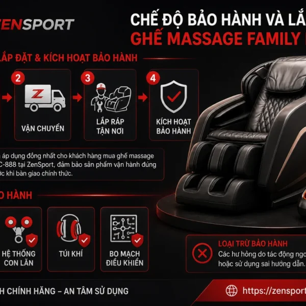 Chế độ bảo hành và lắp đặt ghế massage Family FC-888 diễn ra