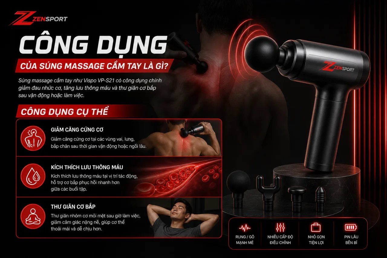 Công dụng của súng massage cầm tay Công dụng của súng massage cầm tay