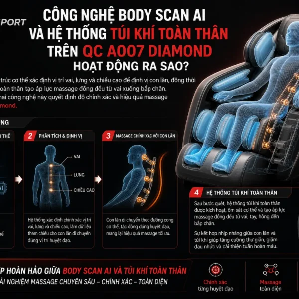 Công Nghệ Body Scan AI Và Hệ Thống Túi Khí Toàn Thân Trên QC A007 Diamond Hoạt Động