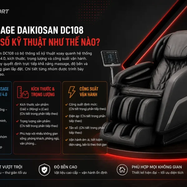 Ghế massage Daikiosan DC108 có thông số kỹ thuật
