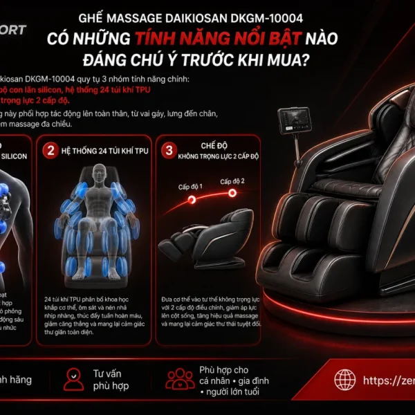 Ghế massage Daikiosan DKGM-10004 có những tính năng nổi bật nào đáng chú ý trước khi mua