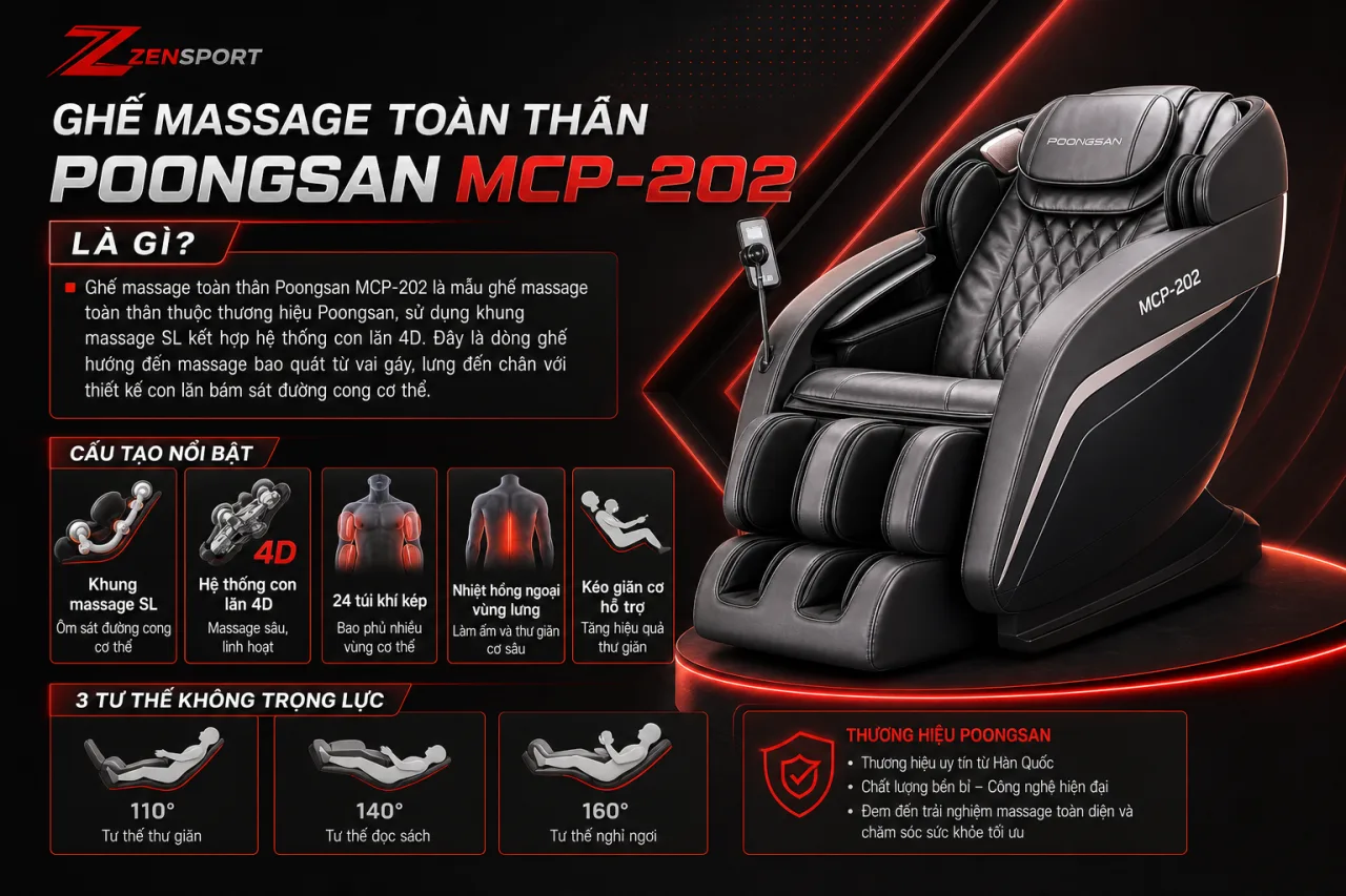 Ghế massage toàn thân Poongsan MCP-202 Ghế massage toàn thân Poongsan MCP-202