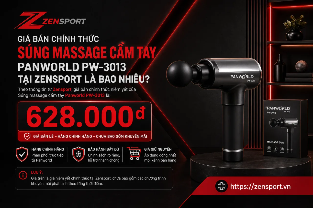 Giá bán chính thức Súng massage cầm tay Panworld PW-3013 tại Zensport là bao nhiêu Giá bán chính thức Súng massage cầm tay Panworld PW-3013 tại Zensport là bao nhiêu