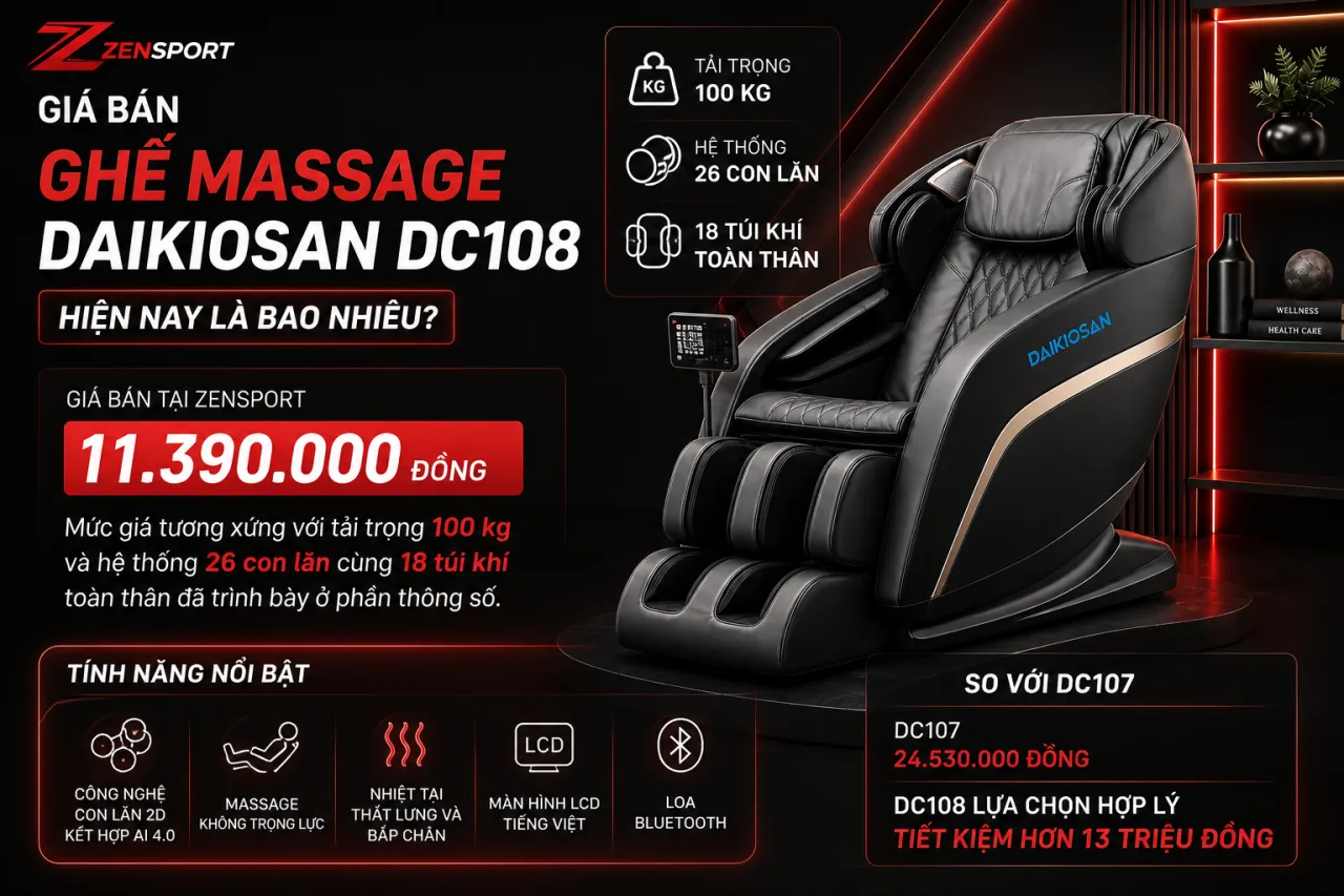 Giá bán Ghế massage Daikiosan DC108 hiện nay là bao nhiêu Giá bán Ghế massage Daikiosan DC108 hiện nay là bao nhiêu