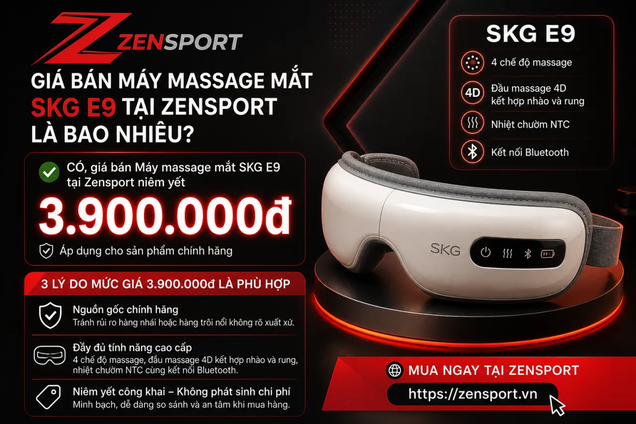 Giá bán Máy massage mắt SKG E9 tại Zensport là bao nhiêu Giá bán Máy massage mắt SKG E9 tại Zensport là bao nhiêu
