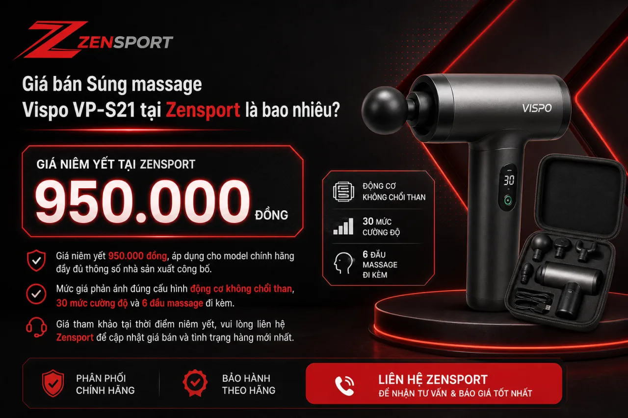 Giá bán Súng massage Vispo VP-S21 tại Zensport là bao nhiêu Giá bán Súng massage Vispo VP-S21 tại Zensport là bao nhiêu