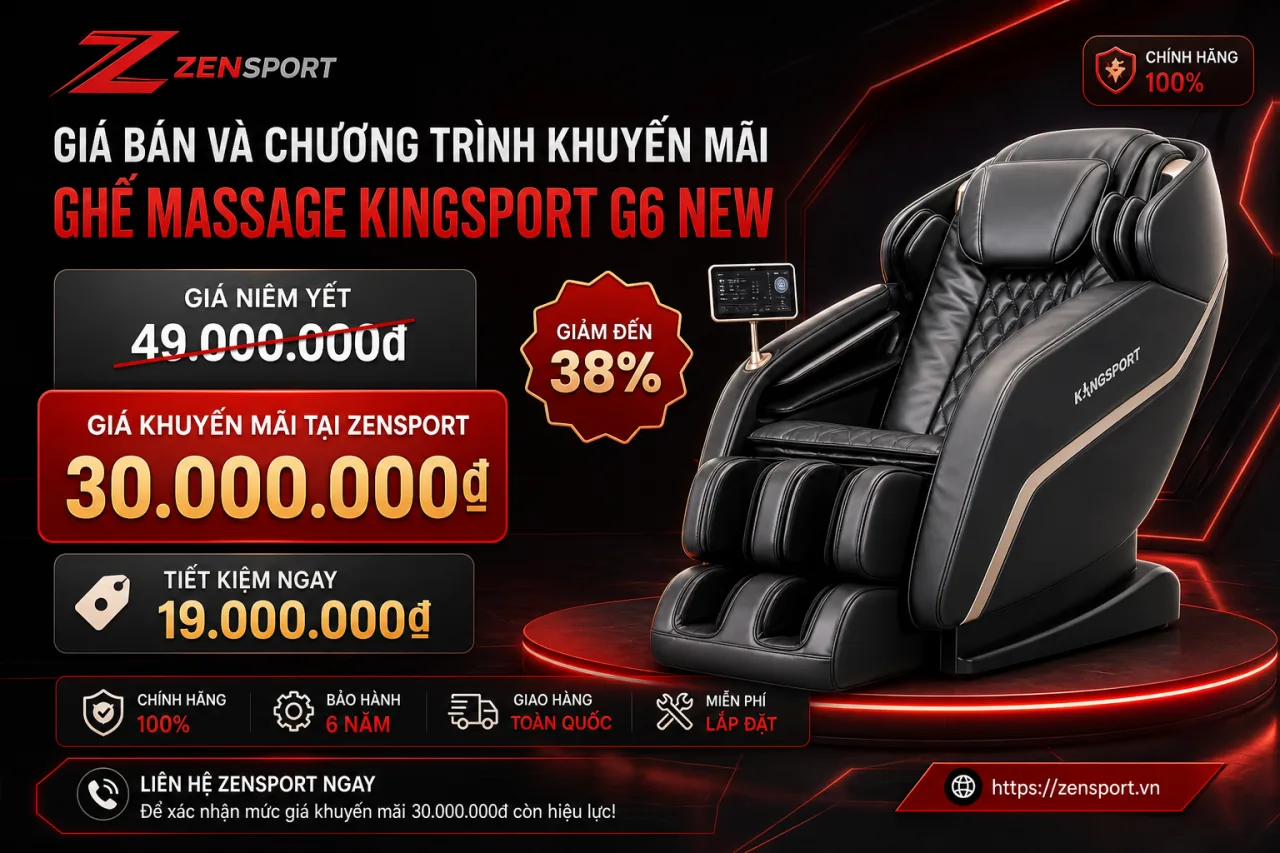 Giá bán và chương trình khuyến mãi ghế massage Kingsport G6 NEW hiện nay là bao nhiêu Giá bán và chương trình khuyến mãi ghế massage Kingsport G6 NEW hiện nay là bao nhiêu