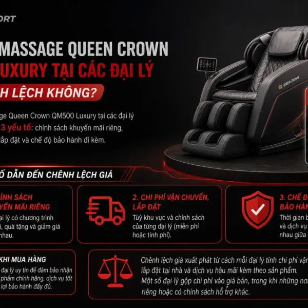 Giá ghế massage Queen Crown QM500 Luxury tại các đại lý có chênh lệch