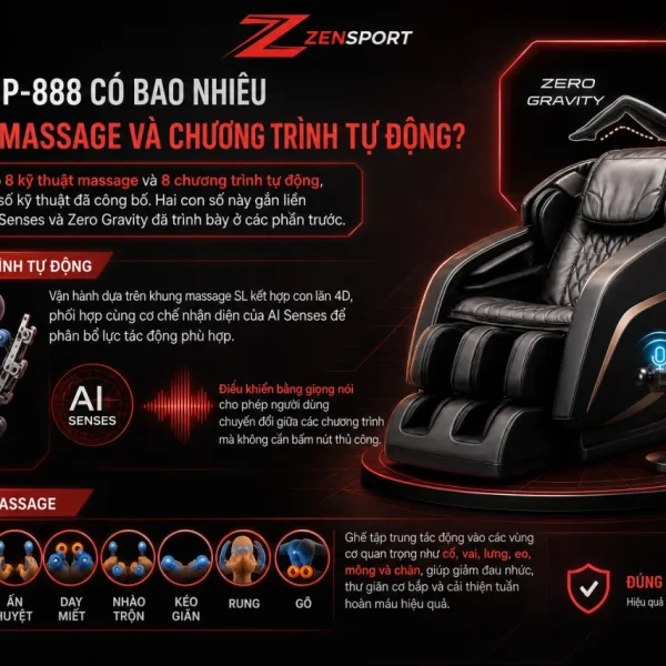 Kakaku JP-888 có bao nhiêu kỹ thuật massage và chương trình tự động