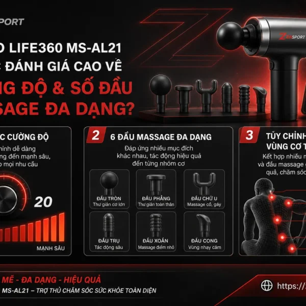 Life360 MS-AL21 được đánh giá cao về cường độ và số đầu massage đa dạng