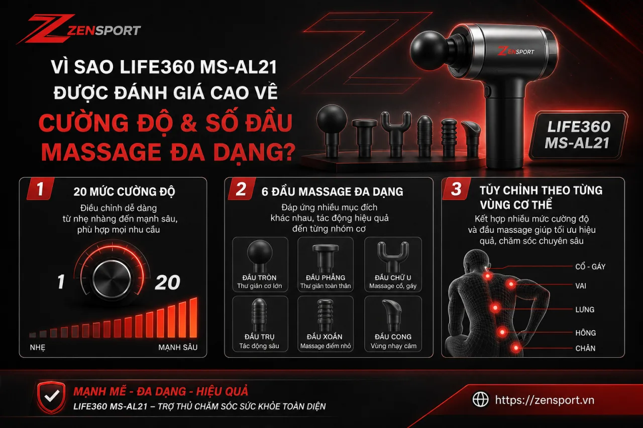 Life360 MS-AL21 được đánh giá cao về cường độ và số đầu massage đa dạng Life360 MS-AL21 được đánh giá cao về cường độ và số đầu massage đa dạng